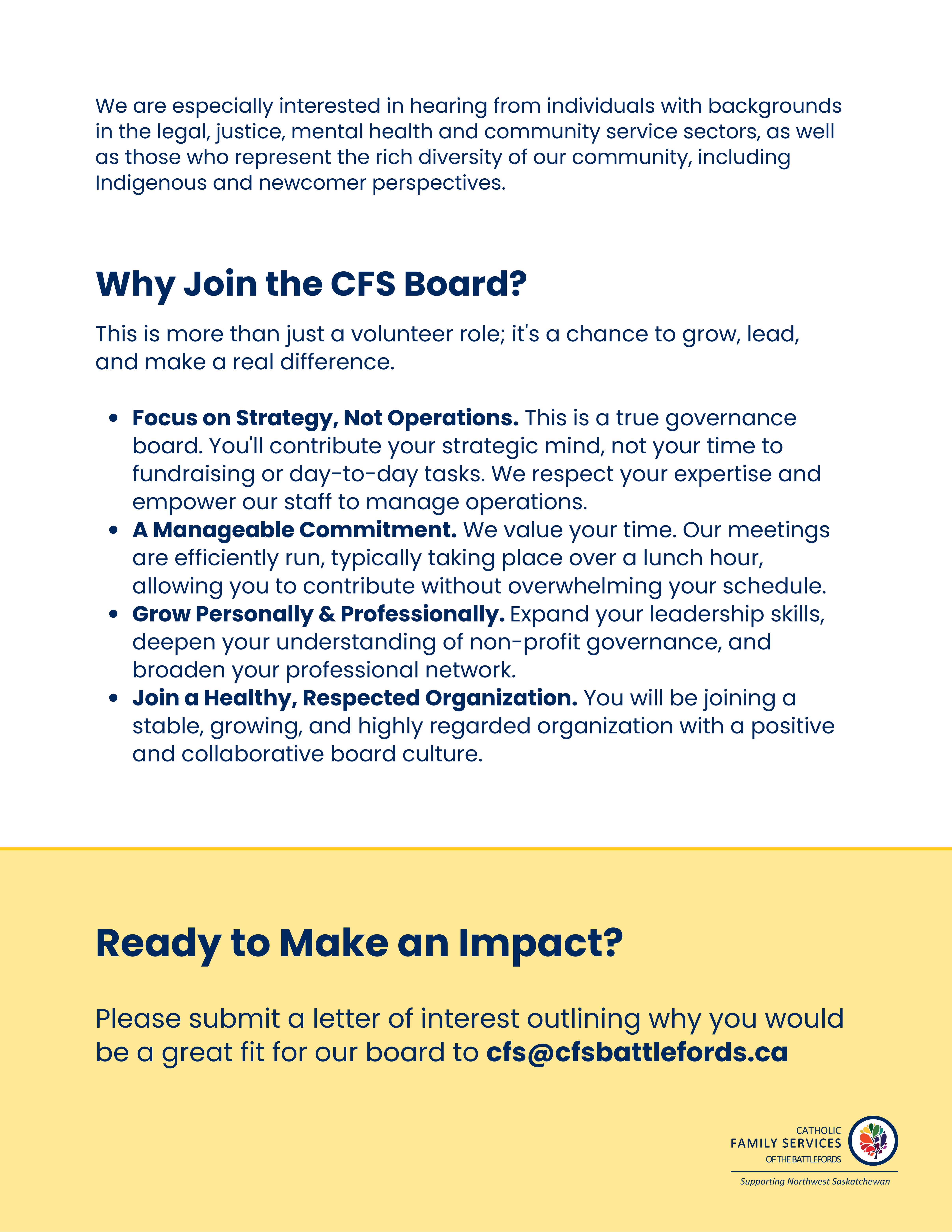 Join the CFS Board of Directors 2/2