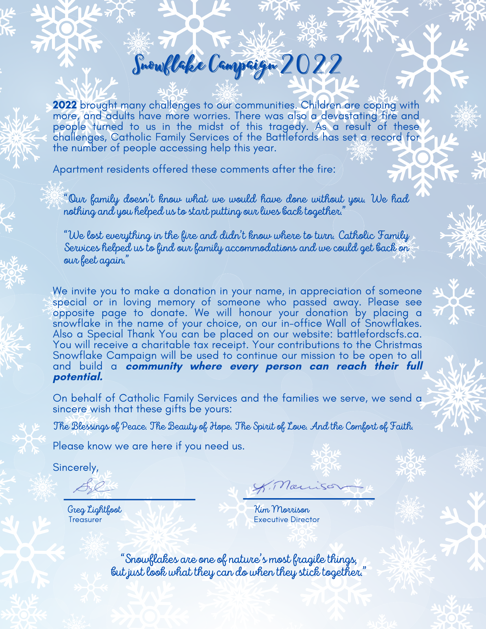 Snowflake Campaign Letter 